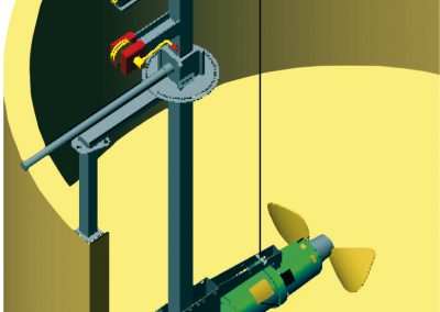 Schematische Darstellung eines Tauchmotorrührwerks für Biogasanlagen von der Firma Bauer