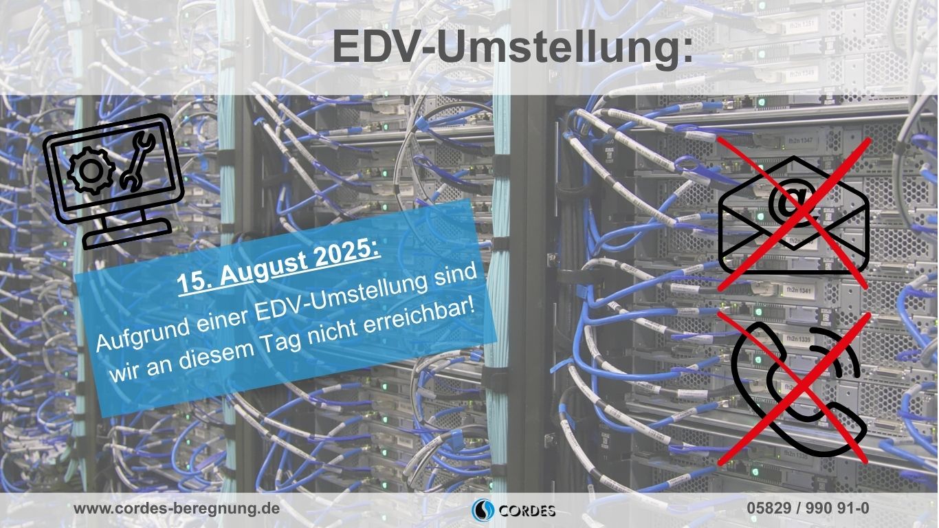 EDV-Umstellung am 15.08.2025